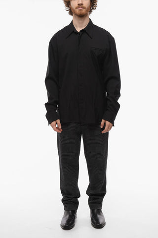 Hidden Buttoning Wool Shirt with Breast-pocket