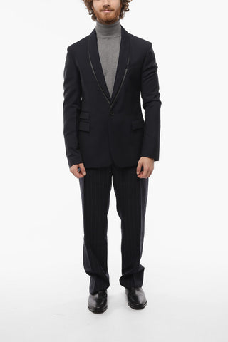 MCQ Multipocket Wool Blend Blazer with Shawl Lapel