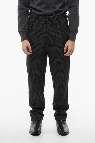 2-2 Prince of Wales Motif Mid-Rise Waist Single Pleat Pants