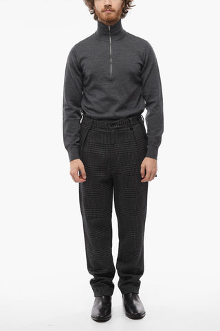 2-2 Prince of Wales Motif Mid-Rise Waist Single Pleat Pants