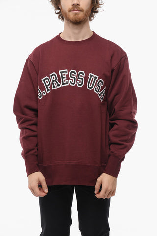 Brushed Cotton Crew-neck Sweatshirt with Printed Logo