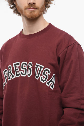 Brushed Cotton Crew-neck Sweatshirt with Printed Logo