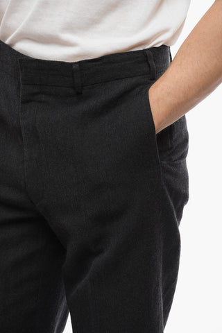 Wool and Linen Cuffed Hem Baggy Fit Pants