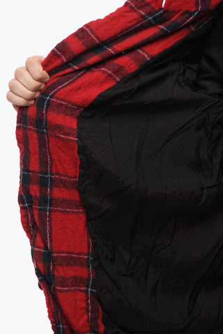 Single-breasted Wool Blazer with Tartan Motif