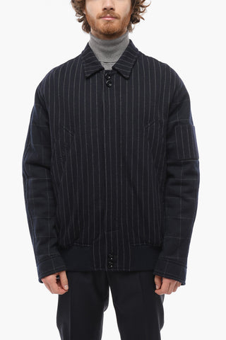 2-2 Pinstriped Padded Jacket with Raglan Sleeve