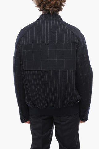 2-2 Pinstriped Padded Jacket with Raglan Sleeve