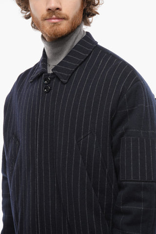 2-2 Pinstriped Padded Jacket with Raglan Sleeve