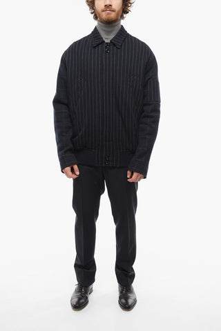 2-2 Pinstriped Padded Jacket with Raglan Sleeve