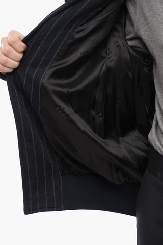 2-2 Pinstriped Padded Jacket with Raglan Sleeve