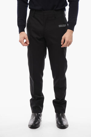 Virgin-Wool Trousers with Four Pockets and Overlock Hem