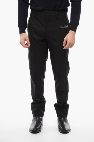 Virgin-Wool Trousers with Four Pockets and Overlock Hem