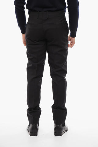 Virgin-Wool Trousers with Four Pockets and Overlock Hem