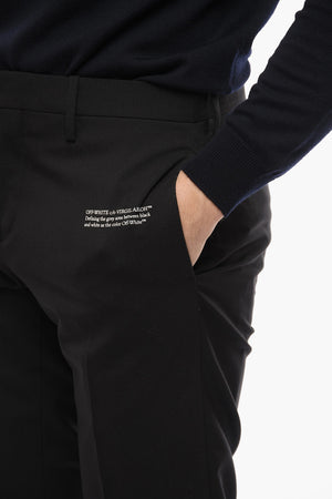 Virgin-Wool Trousers with Four Pockets and Overlock Hem