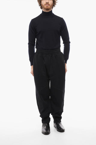 Cotton Stretch Joggers With Logo Button