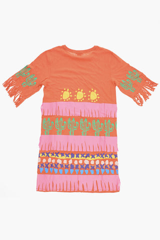 Cotton and Linen Dress with Fringes