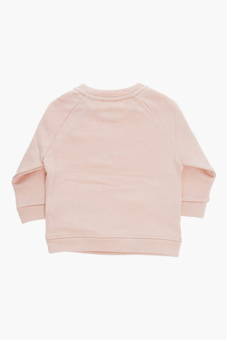 Fleeced Cotton Crew-neck Sweatshirt with Golden Buttons
