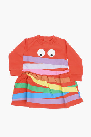 Multicolor Striped Long Sleeve Crew-neck Dress