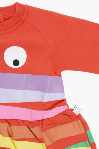 Multicolor Striped Long Sleeve Crew-neck Dress