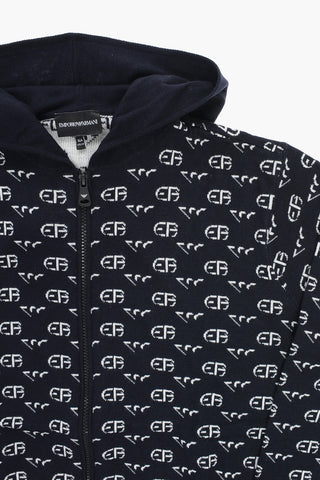 EMPORIO Virgin Wool Sweater with Hood and Zip Closure