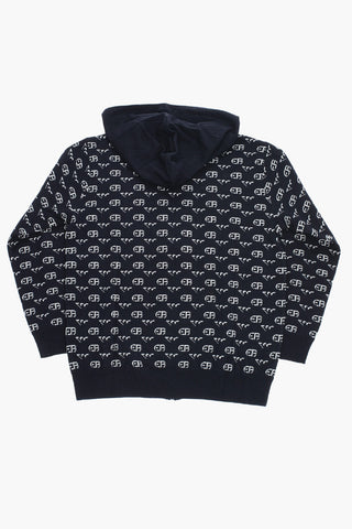 EMPORIO Virgin Wool Sweater with Hood and Zip Closure