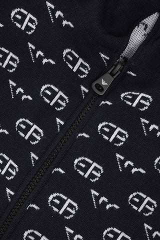 EMPORIO Virgin Wool Sweater with Hood and Zip Closure