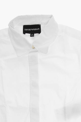EMPORIO Solid Color Shirt with Side Slits