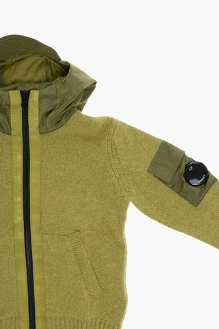 Wool Blend Sweater with Hood and Zip Closure
