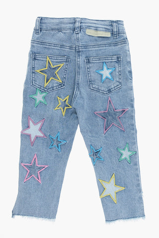 Stretch Denim Jeans with Embroidered Stars