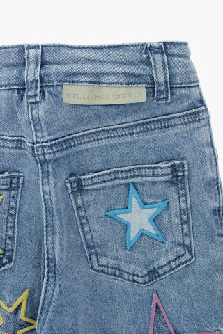 Stretch Denim Jeans with Embroidered Stars