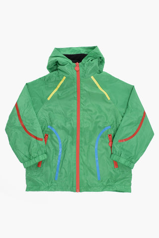 Hooded Windbreaker Jacket with Contrasting Details