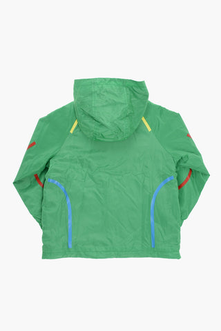 Hooded Windbreaker Jacket with Contrasting Details
