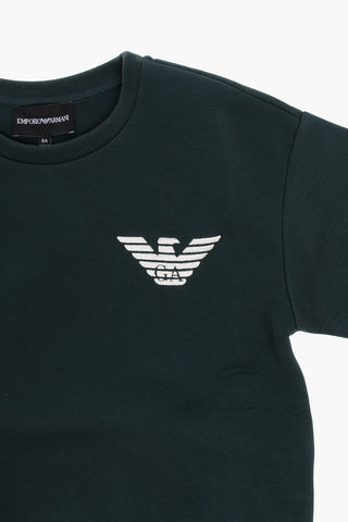 EMPORIO Solid Color Crew-neck Sweatshirt with Contrasting Edges
