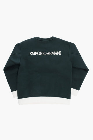 EMPORIO Solid Color Crew-neck Sweatshirt with Contrasting Edges