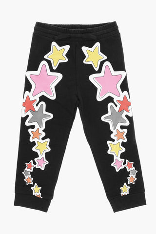 Fleeced Cotton Joggers with Printed Stars