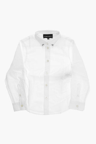 EMPORIO Cotton Poplin Shirt with Embroidery on the Collar