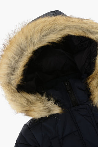 RED TAG Silver-Buttons JPARK Padded Jacket with Faux Fur