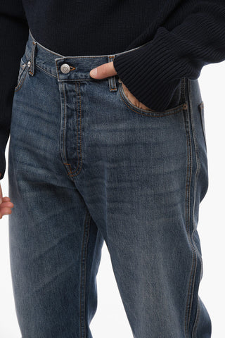 Fringed Bottom Cropped Fit Cotton Denims 22cm
