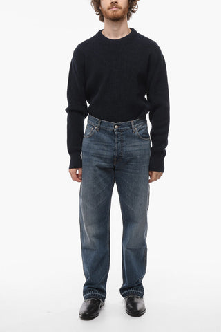 Fringed Bottom Cropped Fit Cotton Denims 22cm