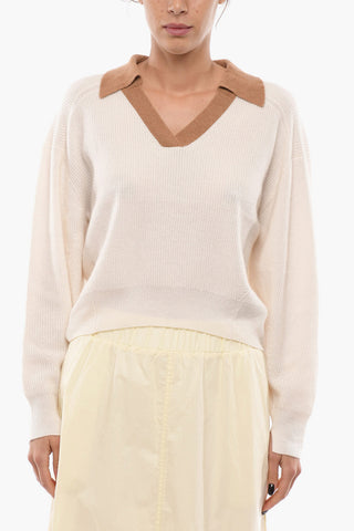 Cashmere PIERCE Sweater with Polo shirt Collar
