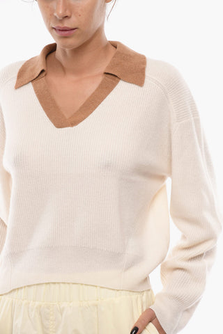 Cashmere PIERCE Sweater with Polo shirt Collar