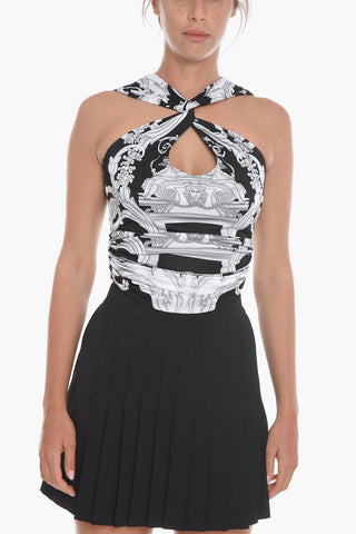 Jersey Criss-crossed Top in Baroque Motif