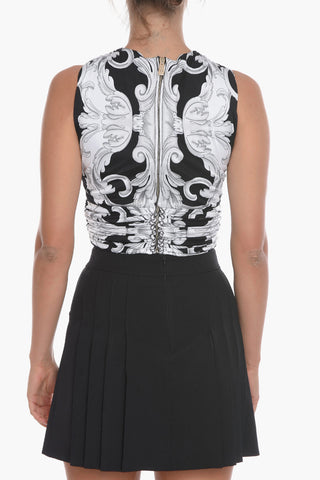 Jersey Criss-crossed Top in Baroque Motif
