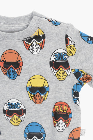 Fleeced-Cotton and Printes Joggers and Sweatshirt Set