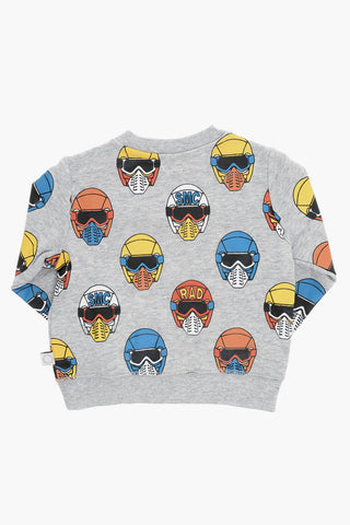 Fleeced-Cotton and Printes Joggers and Sweatshirt Set