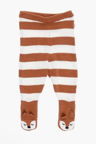 Striped Pants with Non-Slip Application and Fox Embroidery
