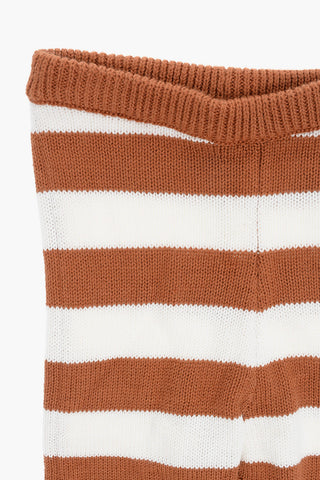 Striped Pants with Non-Slip Application and Fox Embroidery