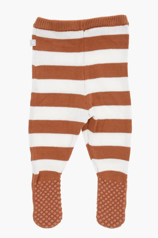 Striped Pants with Non-Slip Application and Fox Embroidery
