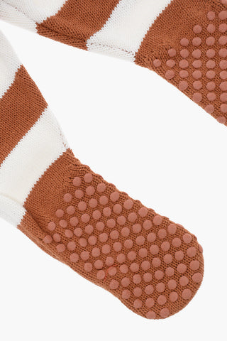 Striped Pants with Non-Slip Application and Fox Embroidery