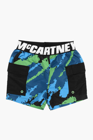 Logoed Elastic Band Swim Shorts