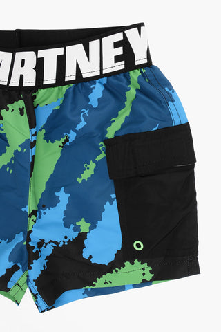 Logoed Elastic Band Swim Shorts